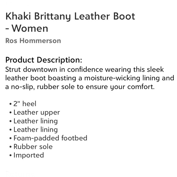 Ros Hommerson Khaki Brittany Leather Boot Moisturize Wicking Lining Size 6 NEW - Picture 5 of 5